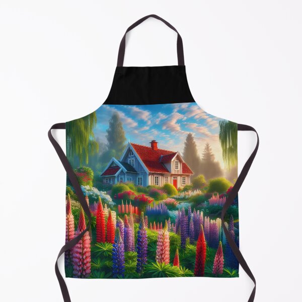 Artikelvorschau, Lupinen im Garten eines Hauses digitalart entworfen und verkauft von EmeraldeaArt.