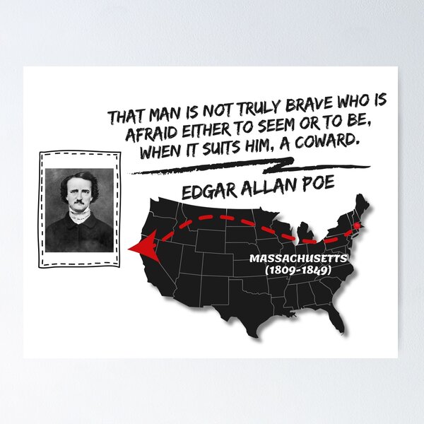 Item preview, Map Printed with Edgar Allan Poe - Coward designed and sold by Writer Quotes.
