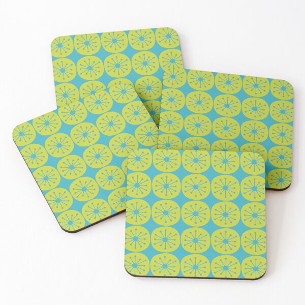 Item preview, Mid Century Modern Atomic Dots Retro Pattern Lime Turquoise designed and sold by kierkegaard.
