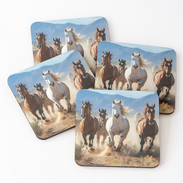 Item preview, Group of Wild Horses galloping in the desert - Animal photo designed and sold by TheArtistOf2022.