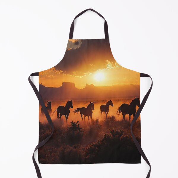 Item preview, Wild Horses galloping in the desert at sunset - Animal photo designed and sold by TheArtistOf2022.