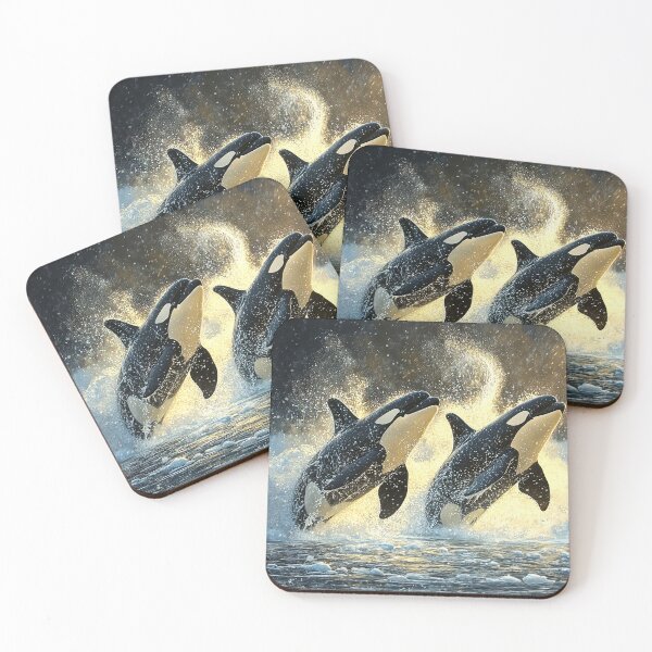 Item preview, Orca mother and baby at sunset - Wildlife photo 23 designed and sold by TheArtistOf2022.