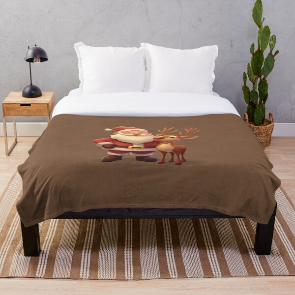 Item preview, Santa Claus and Rudolph on Brown Background designed and sold by SpoonToonCnt.