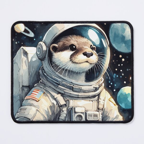 Item preview, Otter Astronaut Space Planets Watercolor Painting designed and sold by TomFrontierArt.
