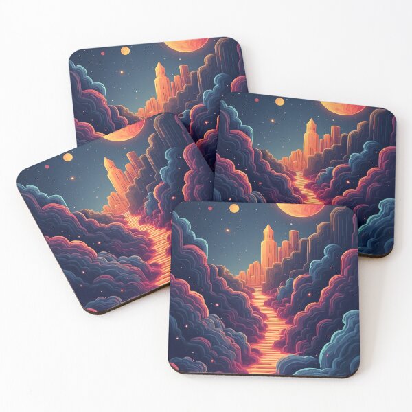Item preview, Surreal Alien Landscape - Glowing Pathway to a Futuristic City Under a Cosmic Sky designed and sold by marvinismyname.