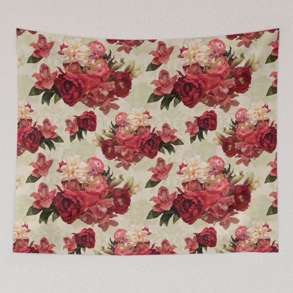 Item preview, Red, Pink and White Flower Arrangement on Cream e0d3bd designed and sold by Art in My Loft.