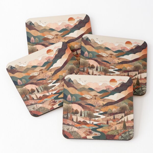 Item preview, Aesthetic landscape in earthy colors with sun designed and sold by Moonde04.