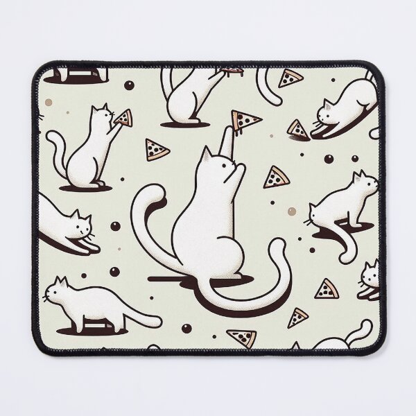 Item preview, Minimalistic white cats eating pizza designed and sold by Silbays.