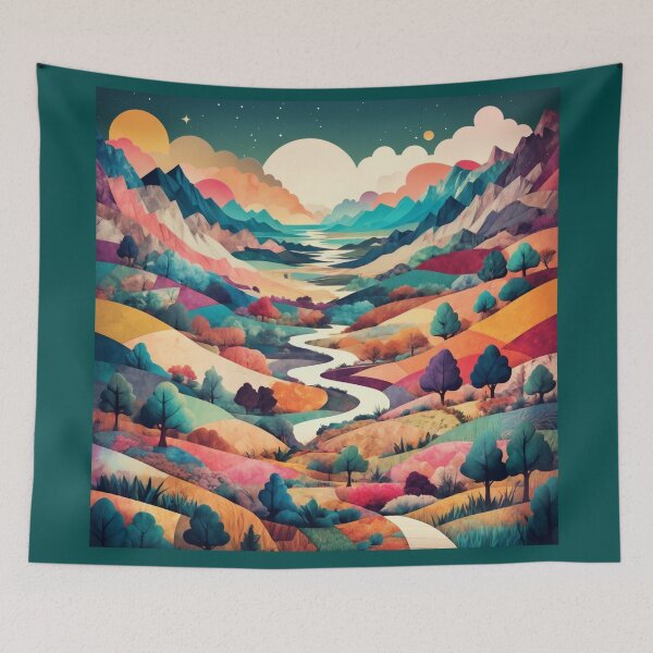 Item preview, Colorful Aesthetic Landscape in patchwork style designed and sold by Moonde04.