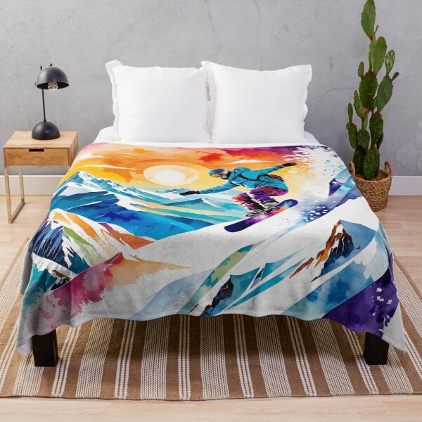 Item preview, Snowboarder with mountain view in water paint style designed and sold by Moonde04.