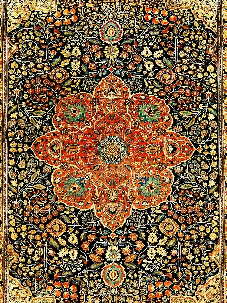 Antique Persian Mohtashem Kashan Rug Print by bragova