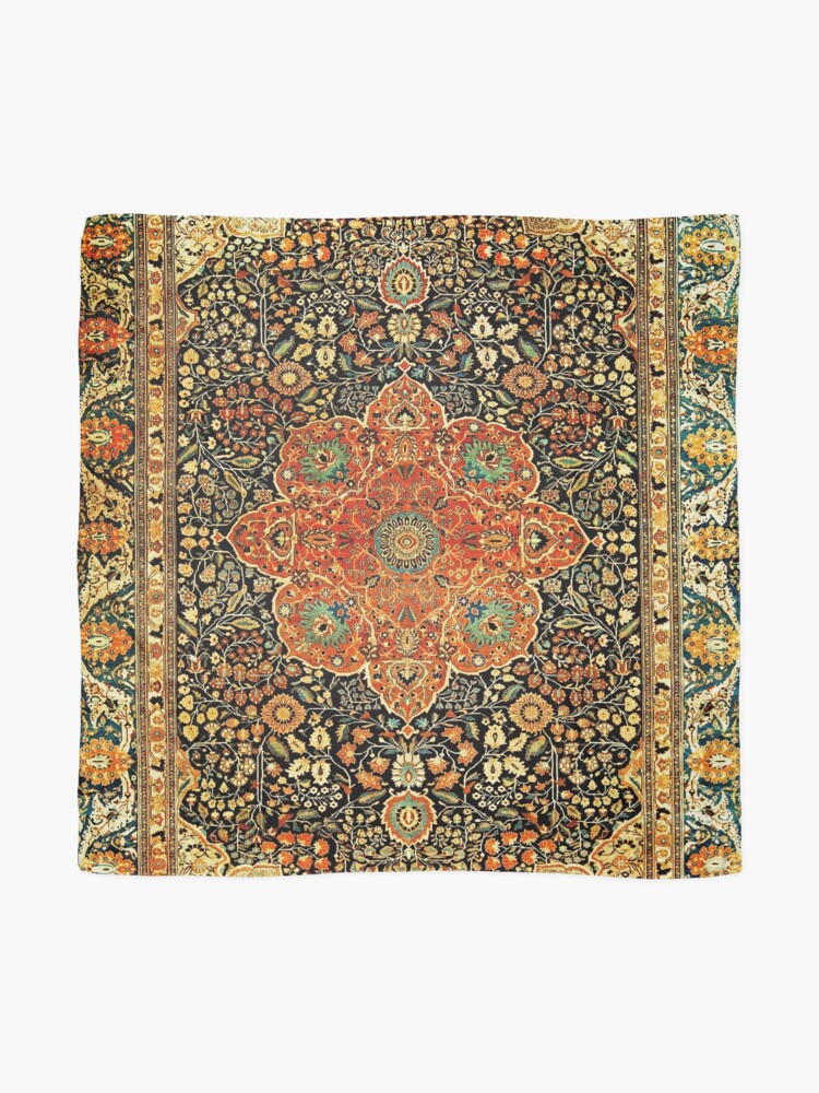 Alternate view of Antique Persian Mohtashem Kashan Rug Print Scarf