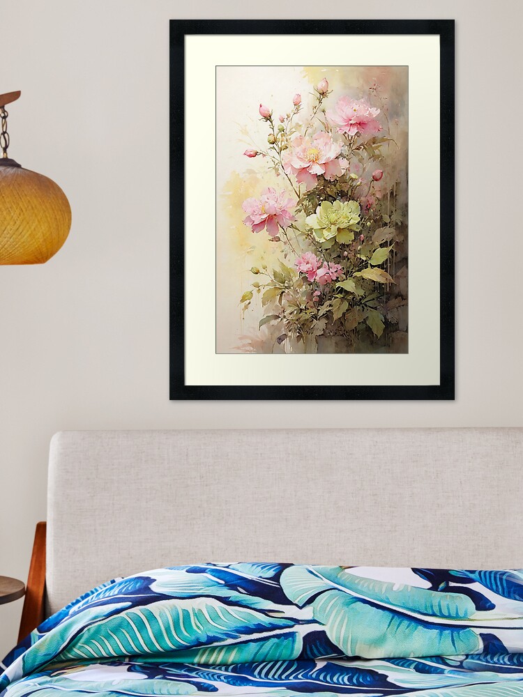 Thumbnail 2 of 7, Framed Art Print, Floral Painting, Pink Painterly Exotic Flowers designed and sold by Varnachitra.
