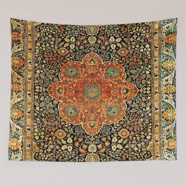 Item preview, Antique Persian Mohtashem Kashan Rug Print designed and sold by Vicky Brago-Mitchell®.