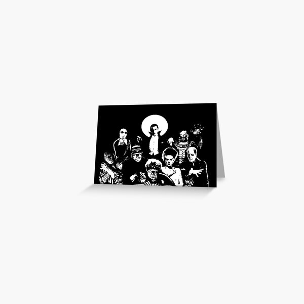 Horror RETRO Vintage Drive In Movie Monsters Greeting Card