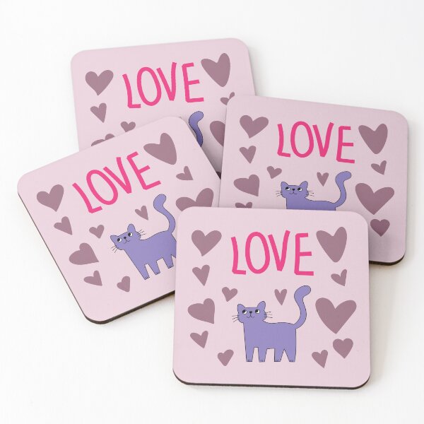 Item preview, Valentine cat with hearts and word love designed and sold by anyramagic.
