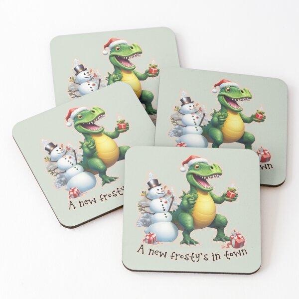 Item preview, A New Frosty's in Town - Christmas Dino with Snowman designed and sold by SpotOnJ.