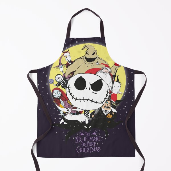 Delantal De Cocina Jack Sally Halloween - Con Bolsillo, 77x71 Cm, Poliéster, Frase Decorativa