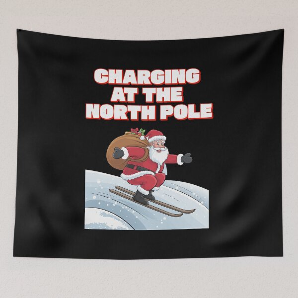 Item preview, Charging At The North Pole - Ski Jumping Santa - Christmas Design designed and sold by signshirtz.