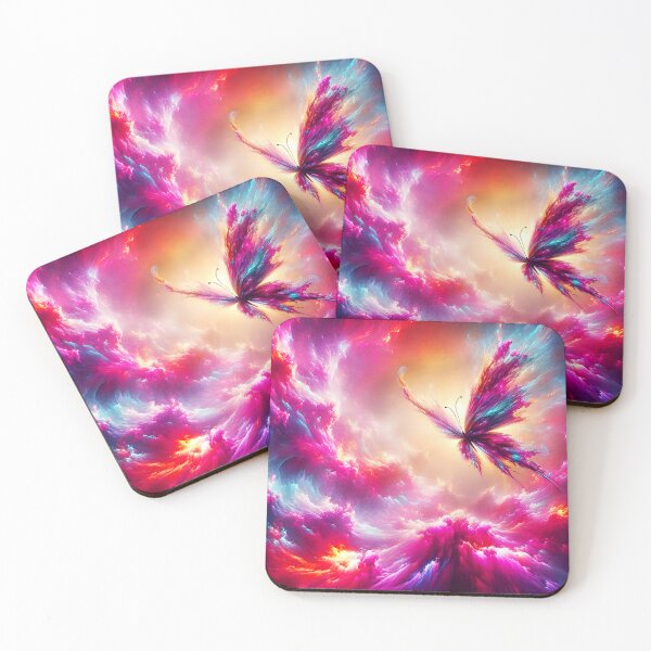 Item preview, Abstract pink and purple butterfly flying cosmic galaxy fantasy art designed and sold by EmeraldeaArt.