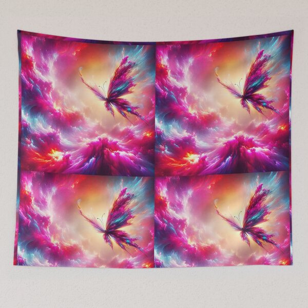 Item preview, Abstract pink and purple butterfly flying cosmic galaxy fantasy art designed and sold by EmeraldeaArt.