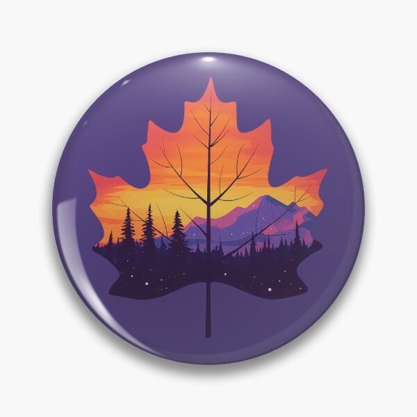 Item preview, Fiery Sunset Maple Leaf Bold Forest and Mountain Scene Canada designed and sold by meganohm.