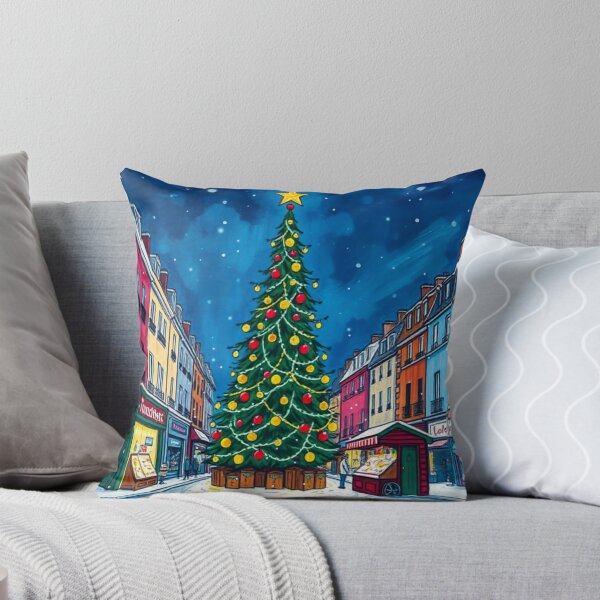 Item preview, Snowy Winter Christmas Shop in Street Town, Christmas Tree, Christmas Bazaar, Christmas Eve designed and sold by MyArt23.