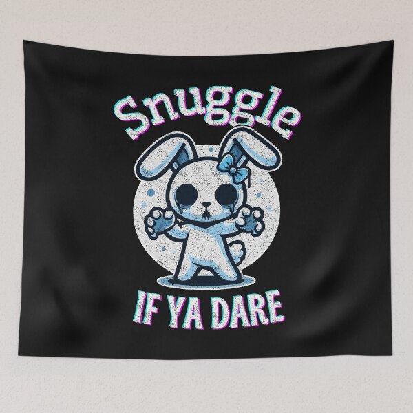 Item preview, Snuggle if ya dare, A Weeping White Bunny with a Blue Bow Against a Starry Sky designed and sold by SplashTastic.