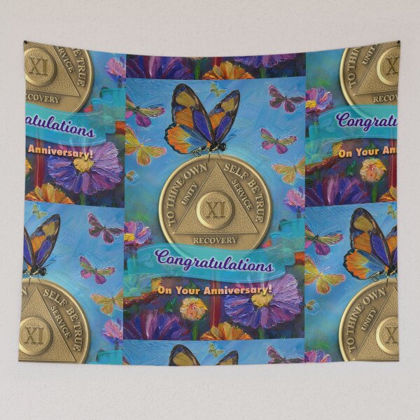 Item preview, 11 Year AA Anniversary Coin Congratulations Butterflies Flowers designed and sold by ApexDesigners.