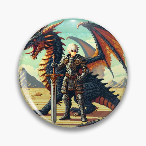 Item preview, Pixel Art Knight and Dragon Duo – Epic Fantasy Adventure designed and sold by ANIARTONLINE.