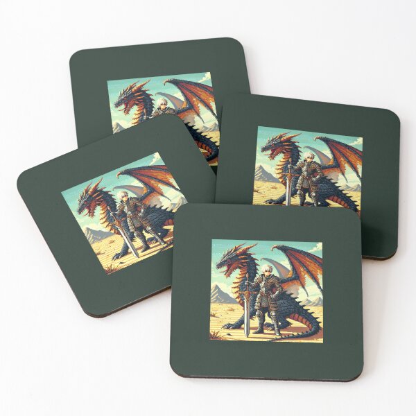 Item preview, Pixel Art Knight and Dragon Duo – Epic Fantasy Adventure designed and sold by ANIARTONLINE.
