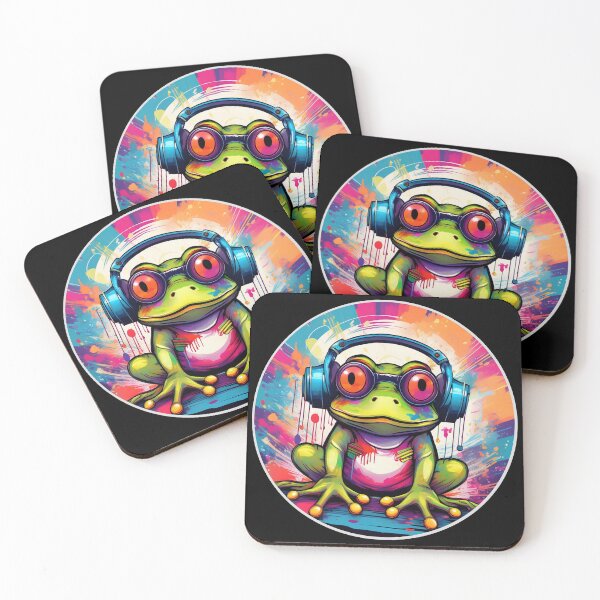 Item preview, Graffitti Frog in Headphones designed and sold by Boxing Kangaroo Retail Company.