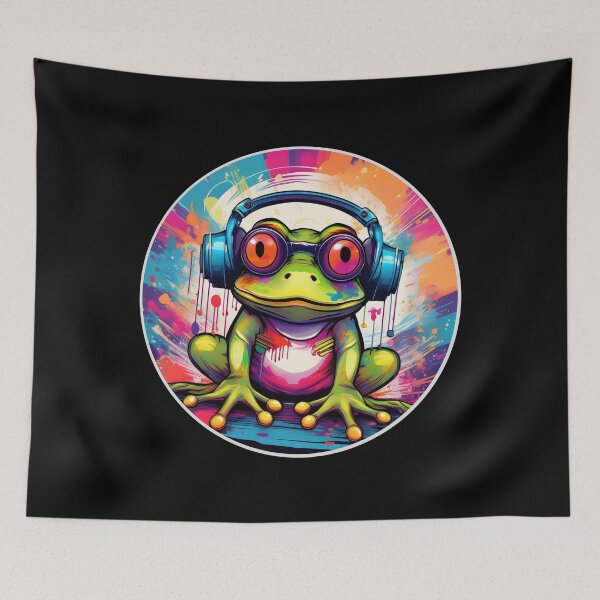 Item preview, Graffitti Frog in Headphones designed and sold by Boxing Kangaroo Retail Company.