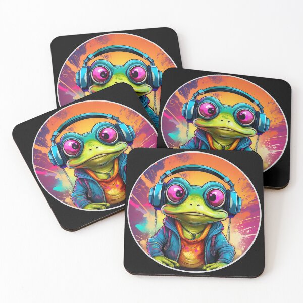 Item preview, Graffitti Frog in Headphones designed and sold by Boxing Kangaroo Retail Company.