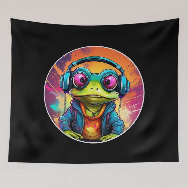 Item preview, Graffitti Frog in Headphones designed and sold by Boxing Kangaroo Retail Company.