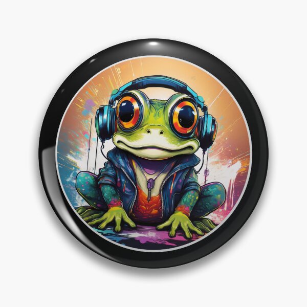 Item preview, Graffitti Frog in Headphones designed and sold by Boxing Kangaroo Retail Company.