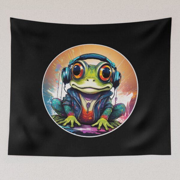 Item preview, Graffitti Frog in Headphones designed and sold by Boxing Kangaroo Retail Company.