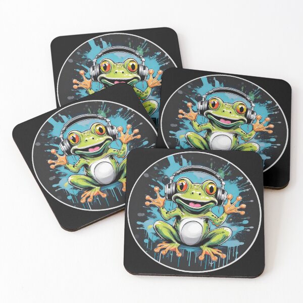 Item preview, Graffitti Frog in Headphones designed and sold by Boxing Kangaroo Retail Company.