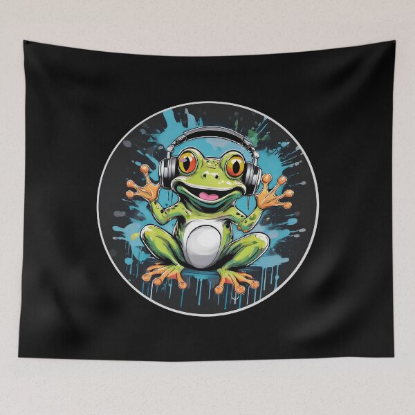Item preview, Graffitti Frog in Headphones designed and sold by Boxing Kangaroo Retail Company.