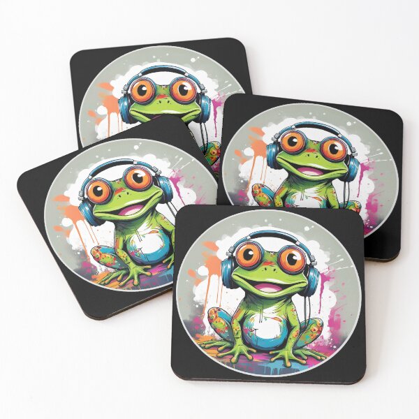 Item preview, Graffitti Frog in Headphones designed and sold by Boxing Kangaroo Retail Company.