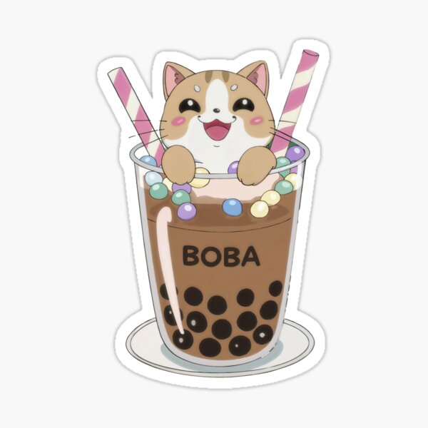 Item preview, Cute Boba Cat in Milk Tea Glass - Adorable Bubble Tea Design designed and sold by CzaroMaroTees.