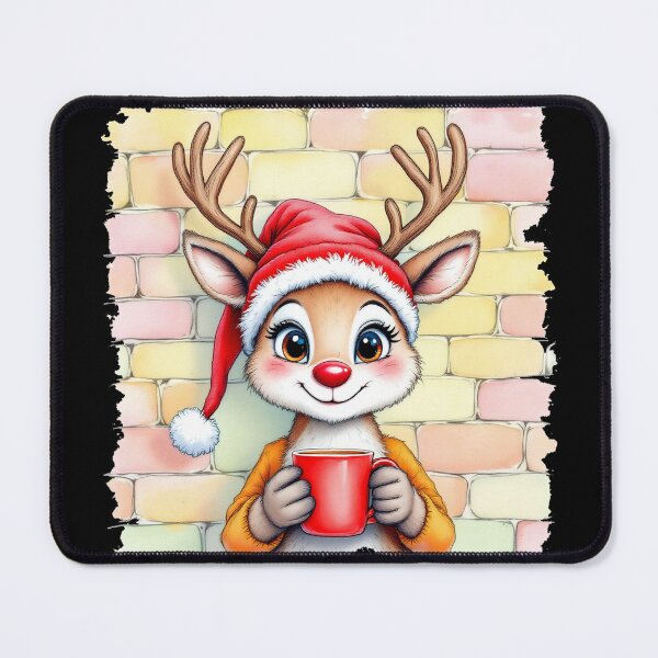 Item preview,  reindeer holds a red coffe  mug designed and sold by jkrphoto.