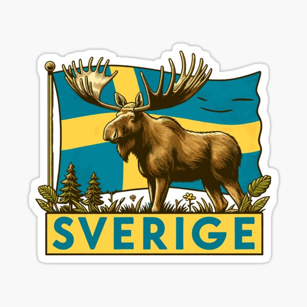 Item preview, Sweden Flag Eurasian Elk Sverige designed and sold by RayCrimson.