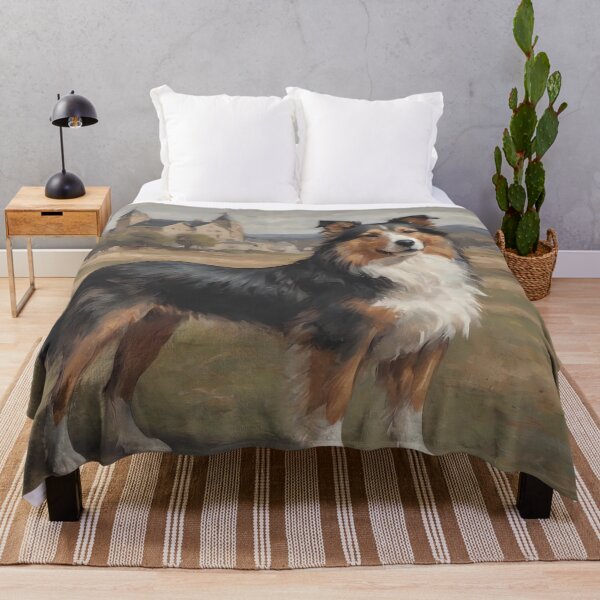 Item preview, Majestic Collie in Front of Medieval Castle - Oil Painting Style designed and sold by marvinismyname.