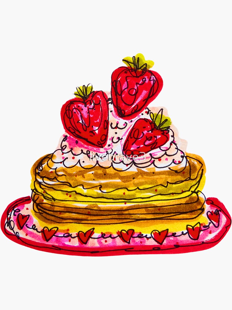 Thumbnail 3 of 3, Sticker, Strawberry Pancakes designed and sold by livebrave3.