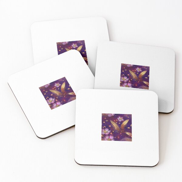 Item preview, Lavender Petals: Purple Blossom & Gold Feather Pattern designed and sold by Ladyfyre.
