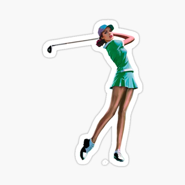 Girl swing on green Sticker