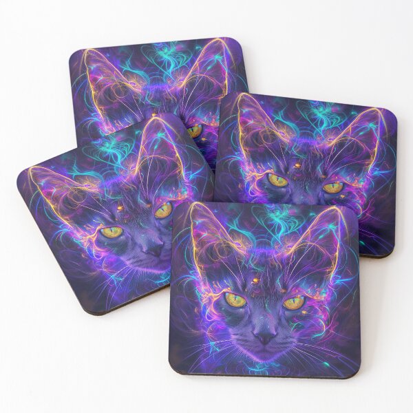 Item preview, Neon Cat Vision in Electric Hues designed and sold by kaileena-ai.