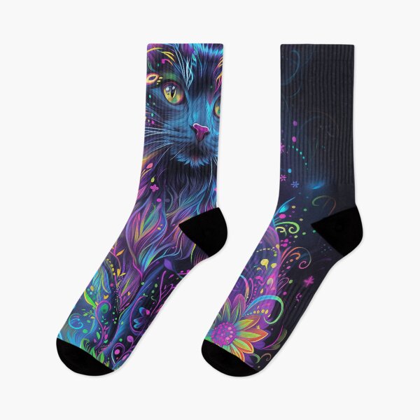 Item preview, Psychedelic Cat with Floral Aura designed and sold by kaileena-ai.