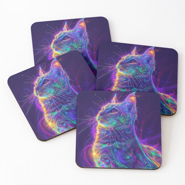 Item preview, Cosmic Neon Cat in Vibrant Swirls designed and sold by kaileena-ai.